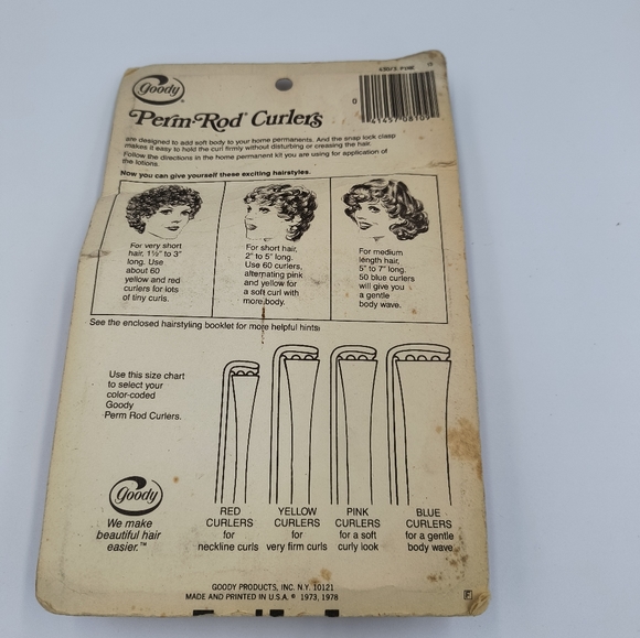 Vintage Goody Pink Perm Rods Pink Medium 14 Count New in Sealed Package 1978 USA - Picture 3 of 4